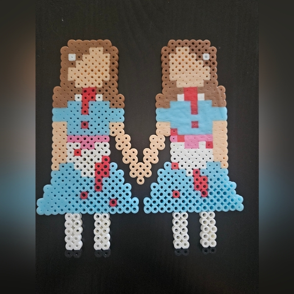 The Grady Twins From The Shining Horror Movie Perler Bead Wall Art - Picture 3 of 5